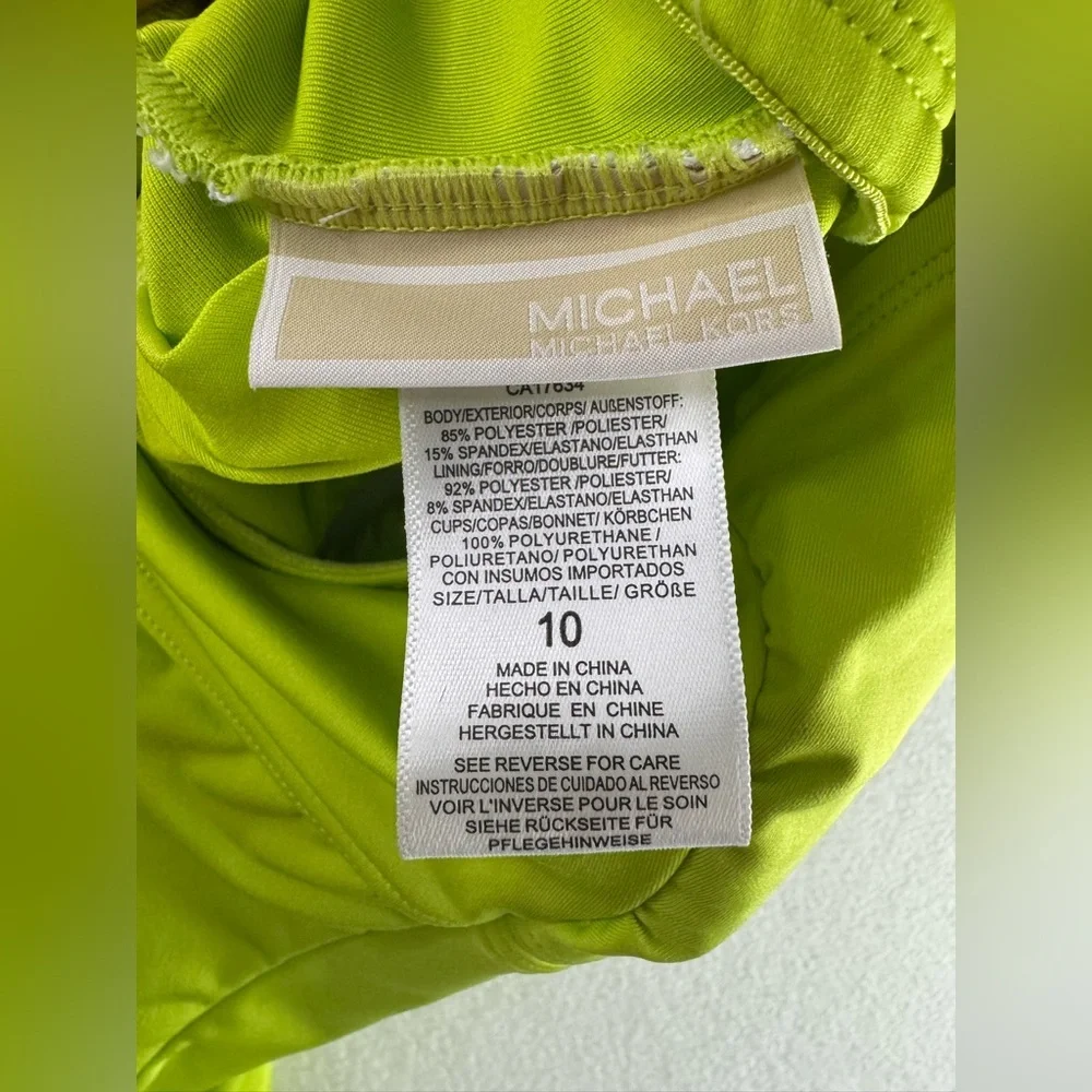 NWT MICHAEL Michae Kors Limeade Key Hole One Piece Swimsuit Woman’s Size 10 - Picture 5 of 6